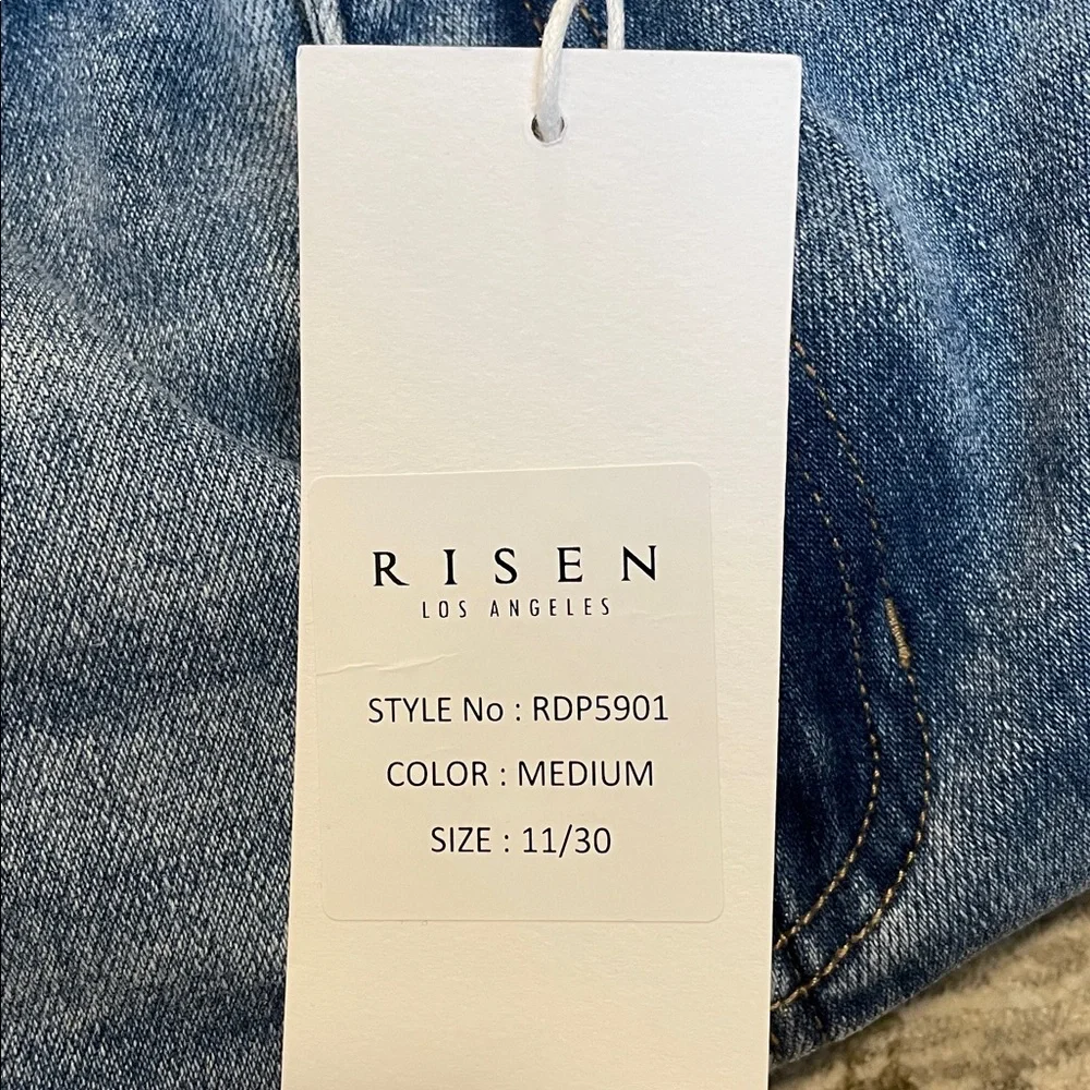 Risen Jeans RDP5901 High Rise‎ Barrel Medium Wash Adjustable Cuff Hem Size 30/11